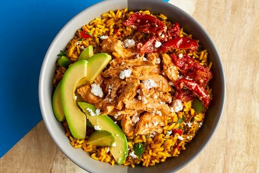 Pulled Chicken, Feta and Avo Bowl